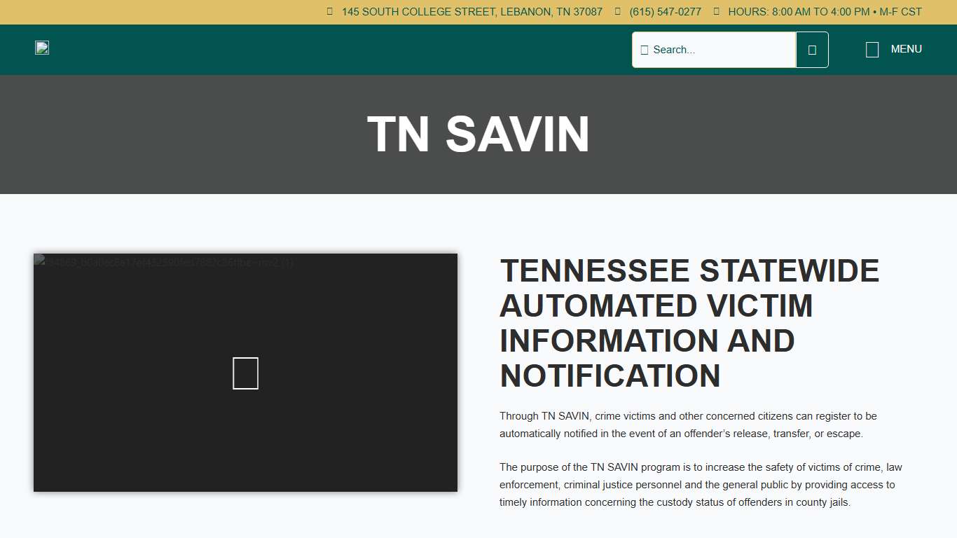Tennessee SAVIN Tennessee Statewide Automated Victim Information and Notification